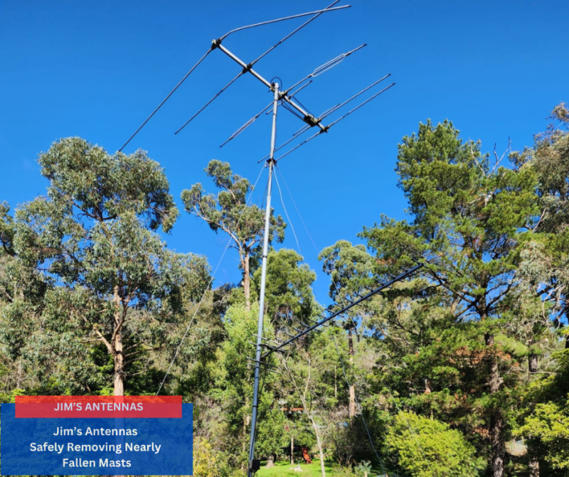 Safely Removing Nearly Fallen Masts: Trust Jim’s Antennas for Professional Service.