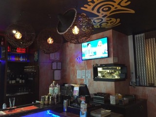 Restaurant bar with Wall Mounted TV by Jim's Antennas